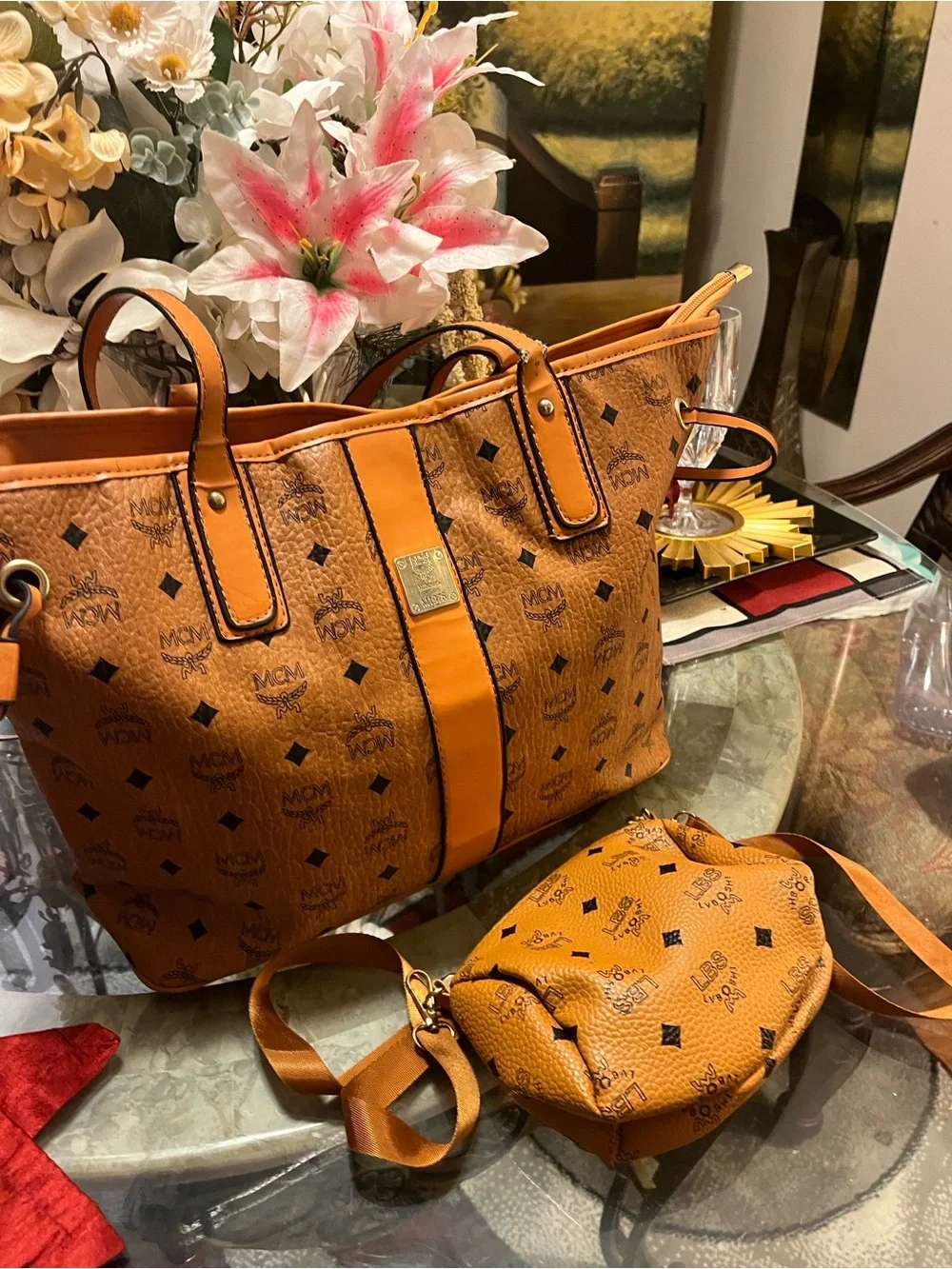 Cognac Visetos Canvas Tote Bag & 🔥smaller bag